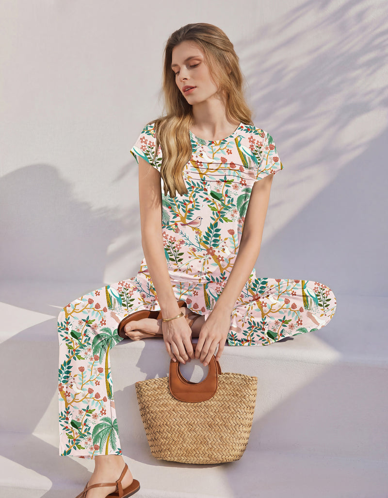Ekouaer Two Piece Cap Sleeve Summer Set