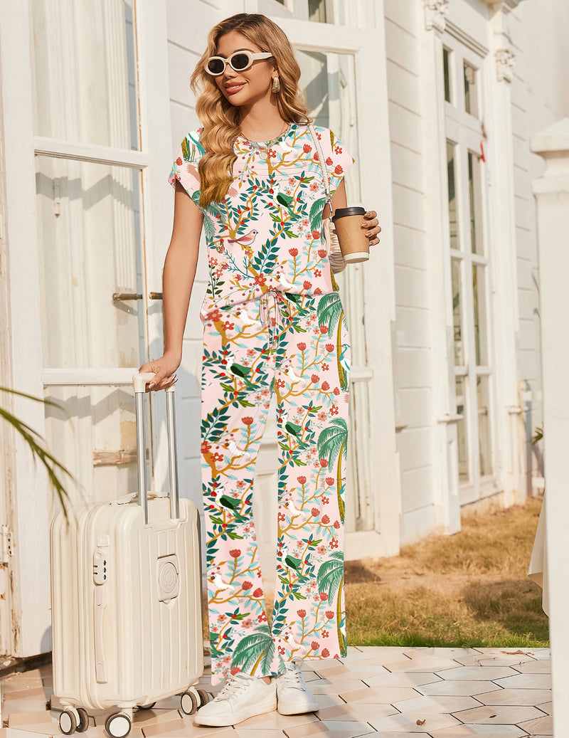 Ekouaer Two Piece Cap Sleeve Summer Set