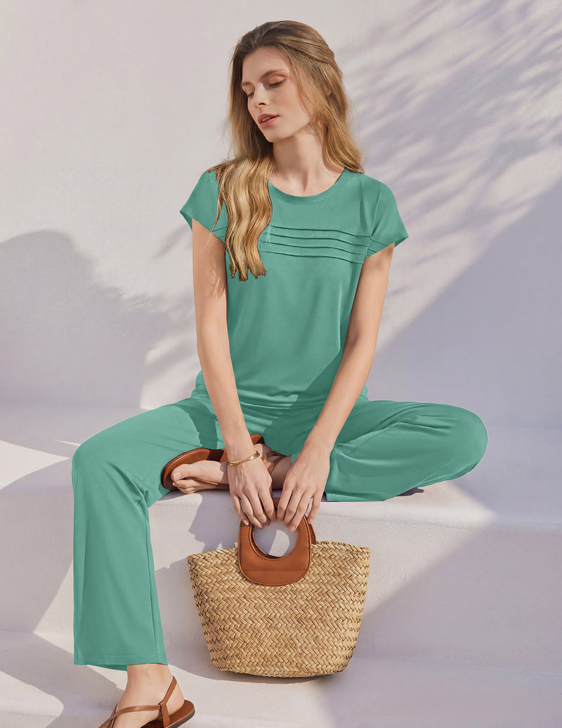 Ekouaer Two Piece Cap Sleeve Summer Set