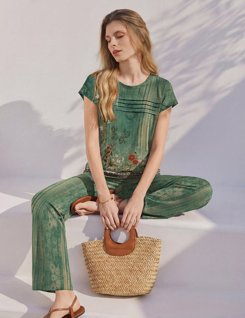 Ekouaer Two Piece Cap Sleeve Summer Set