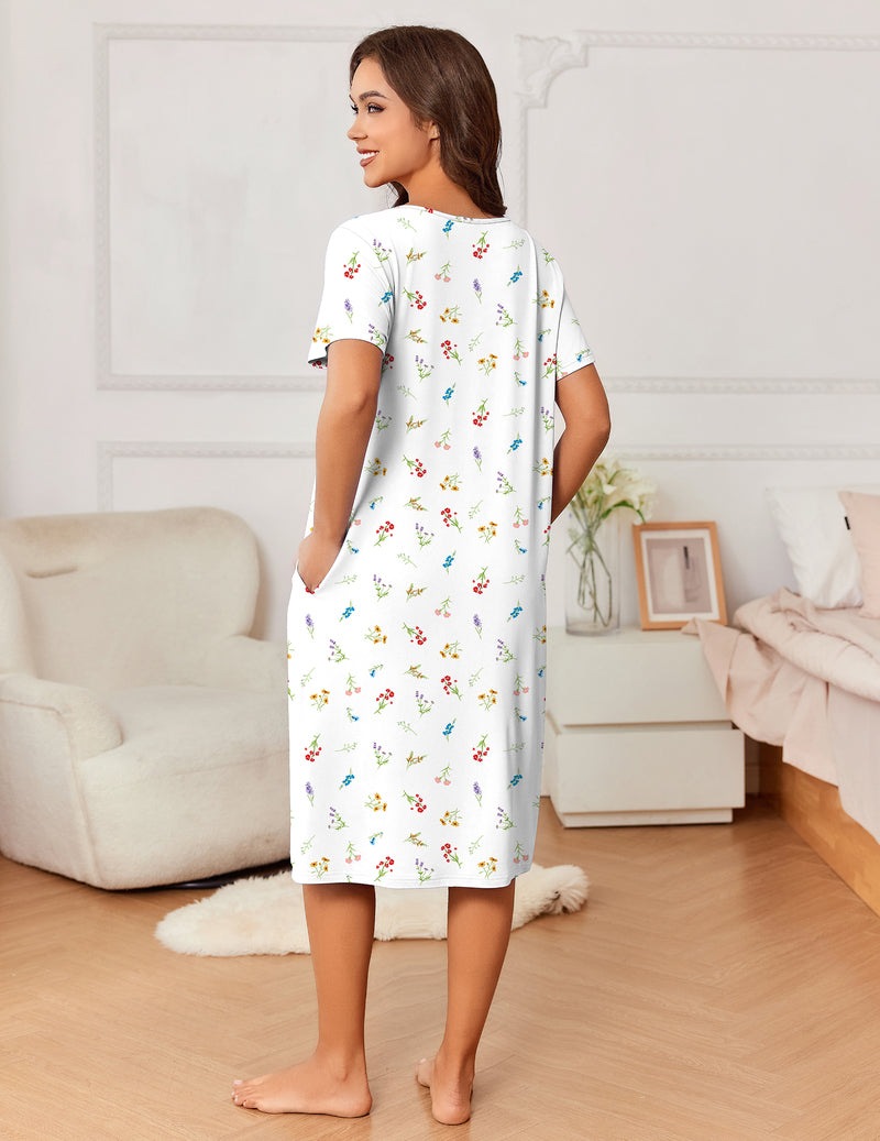 Short Sleeve House Dresses Floral Print Mumu Dress