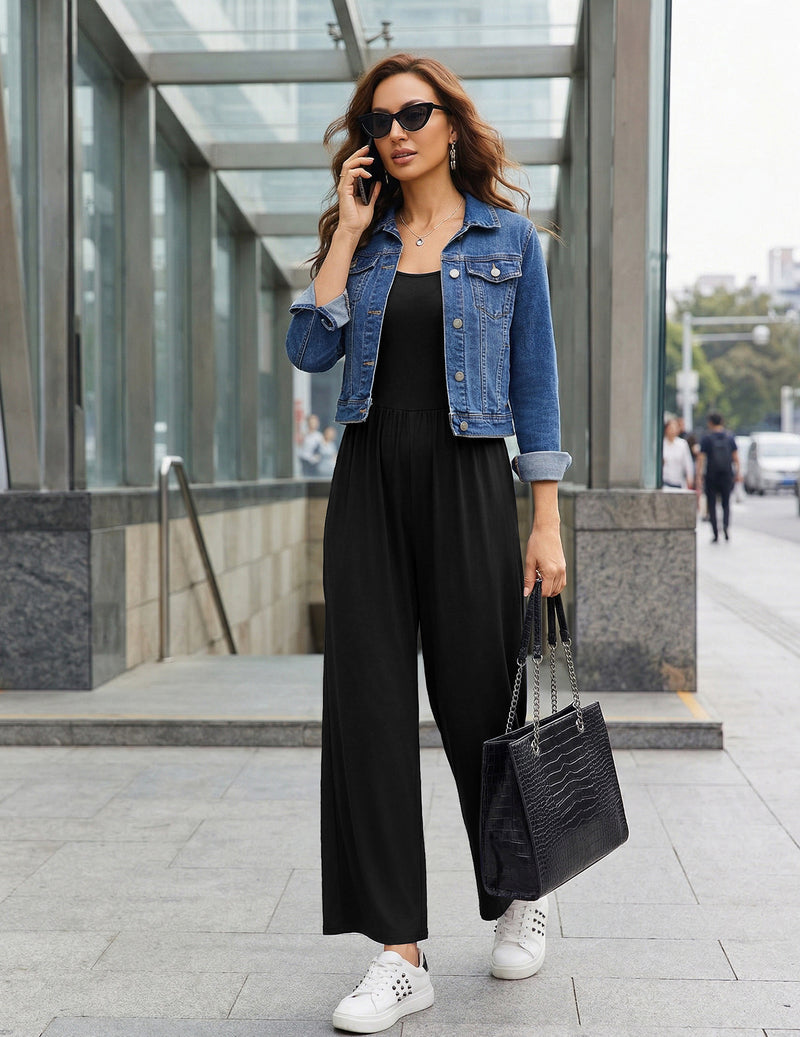 Ekouaer Short Sleeve Wide Leg Summer Romper