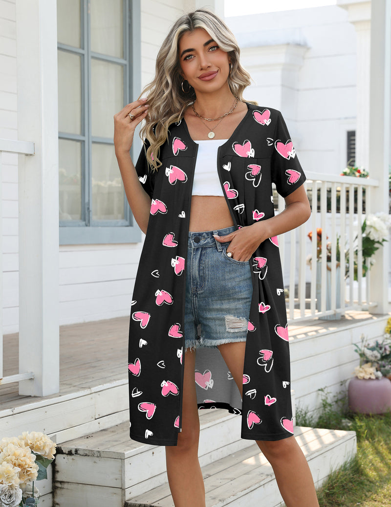 Zipper Knit Lightweight Knee Length Nightgown with Pockets