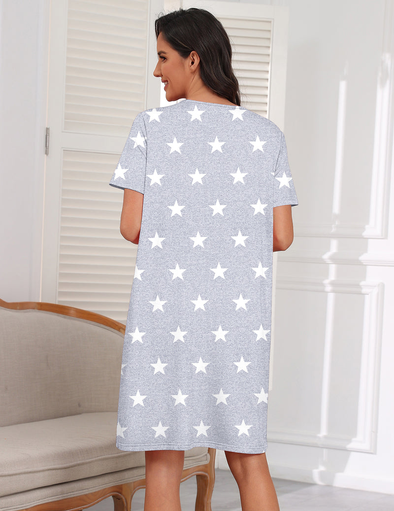 Zipper Knit Lightweight Knee Length Nightgown with Pockets