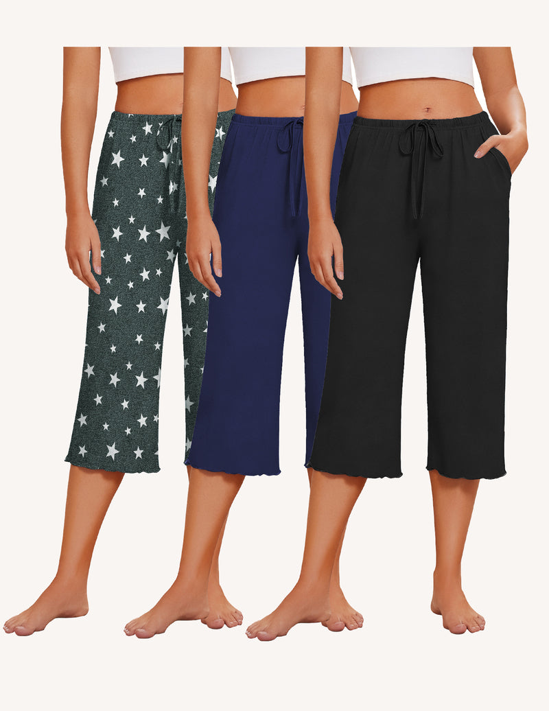 Ekouaer Women's 3-Pack Capri Pajama Pants