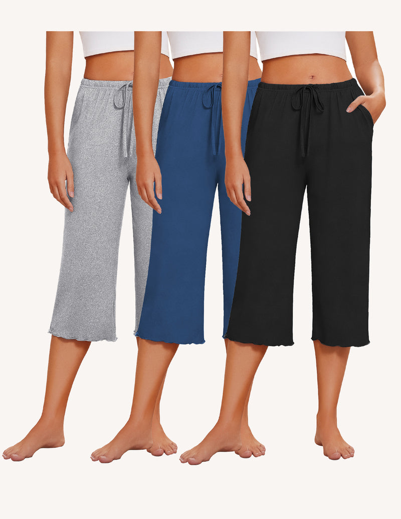 Ekouaer Women's 3-Pack Capri Pajama Pants