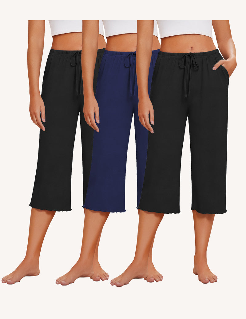 Ekouaer Women's 3-Pack Capri Pajama Pants