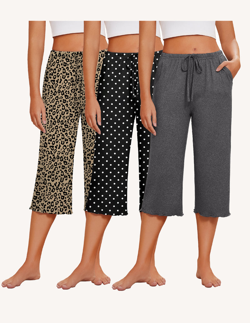 Ekouaer Women's 3-Pack Capri Pajama Pants