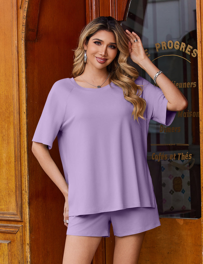 Ekouaer Two Piece Short Sleeve Moisture-Wicking Summer Set