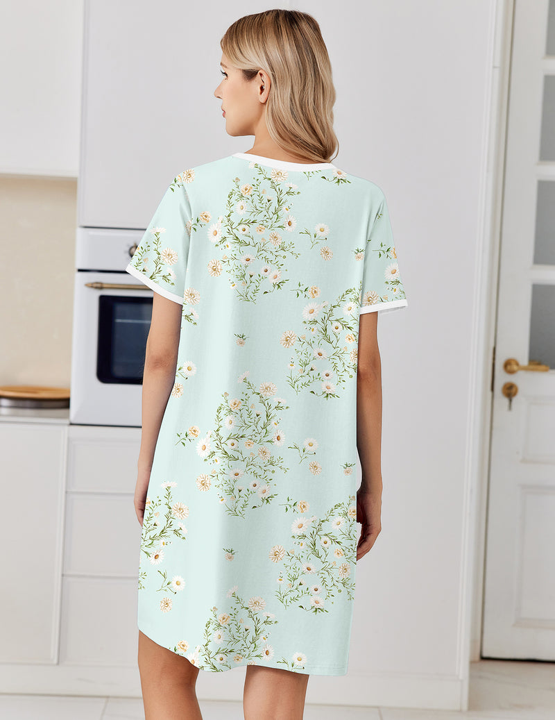 Ekouaer Cotton Short Sleeve Moo Moo Nightgown