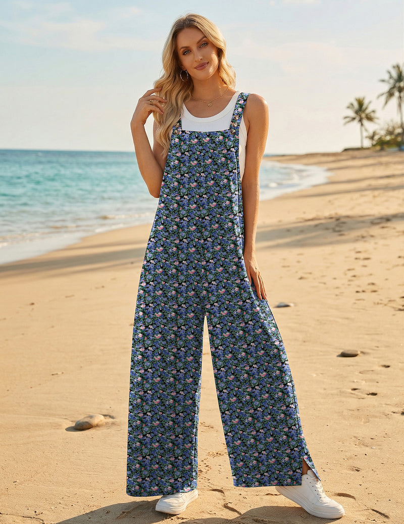 Ekouaer Wide Leg Loose One-Piece Overalls