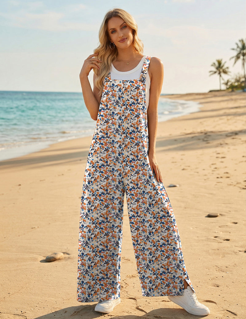 Ekouaer Wide Leg Loose One-Piece Overalls