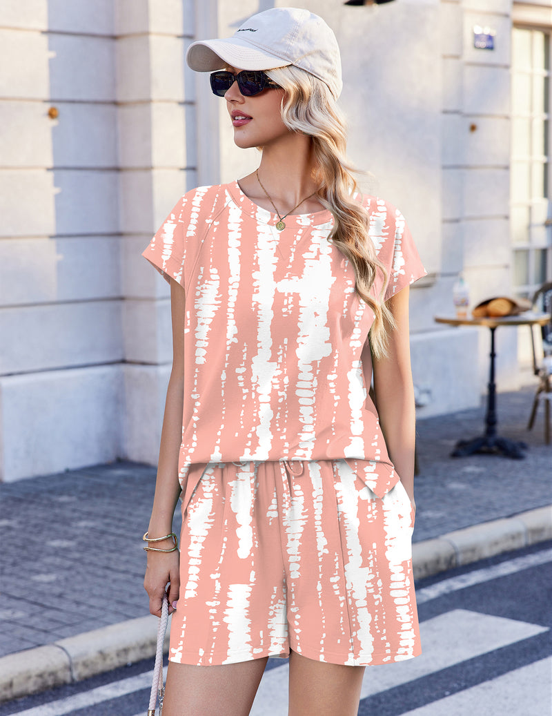 Ekouaer Cotton Two Piece Short Sleeve Summer Set