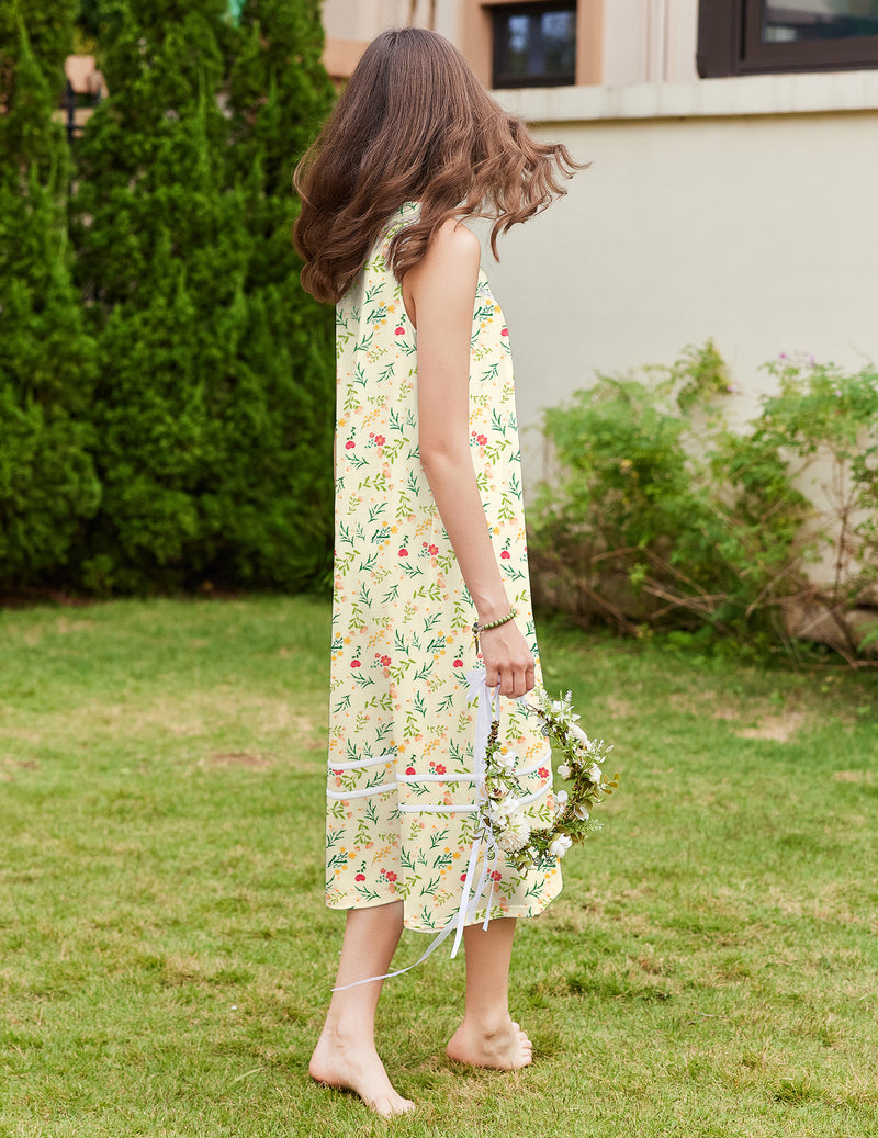 Ekouaer Cotton Sleeveless Long Night Gown Dress