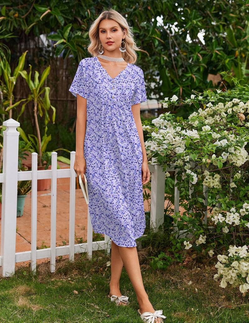 Ekouaer Bamboo Viscose Short Sleeve Long Night Gown