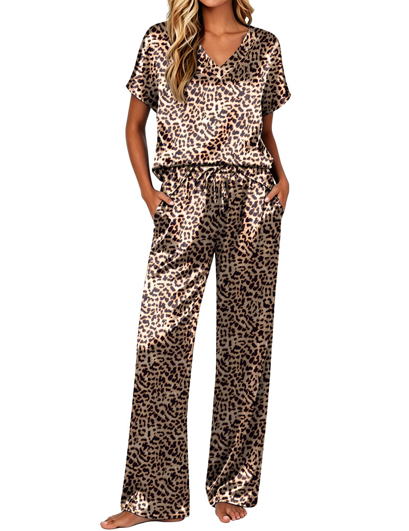 Ekouaer Silk 2-Piece Satin Cap Sleeve Pajamas