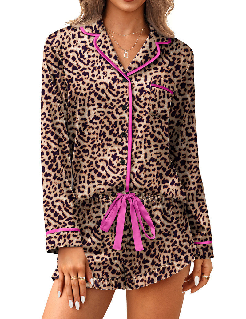 Ekouaer Satin 2-Piece Silky Long Sleeve Pajamas Set
