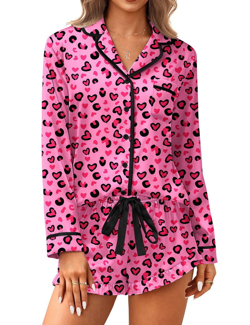 Ekouaer Satin 2-Piece Silky Long Sleeve Pajamas Set