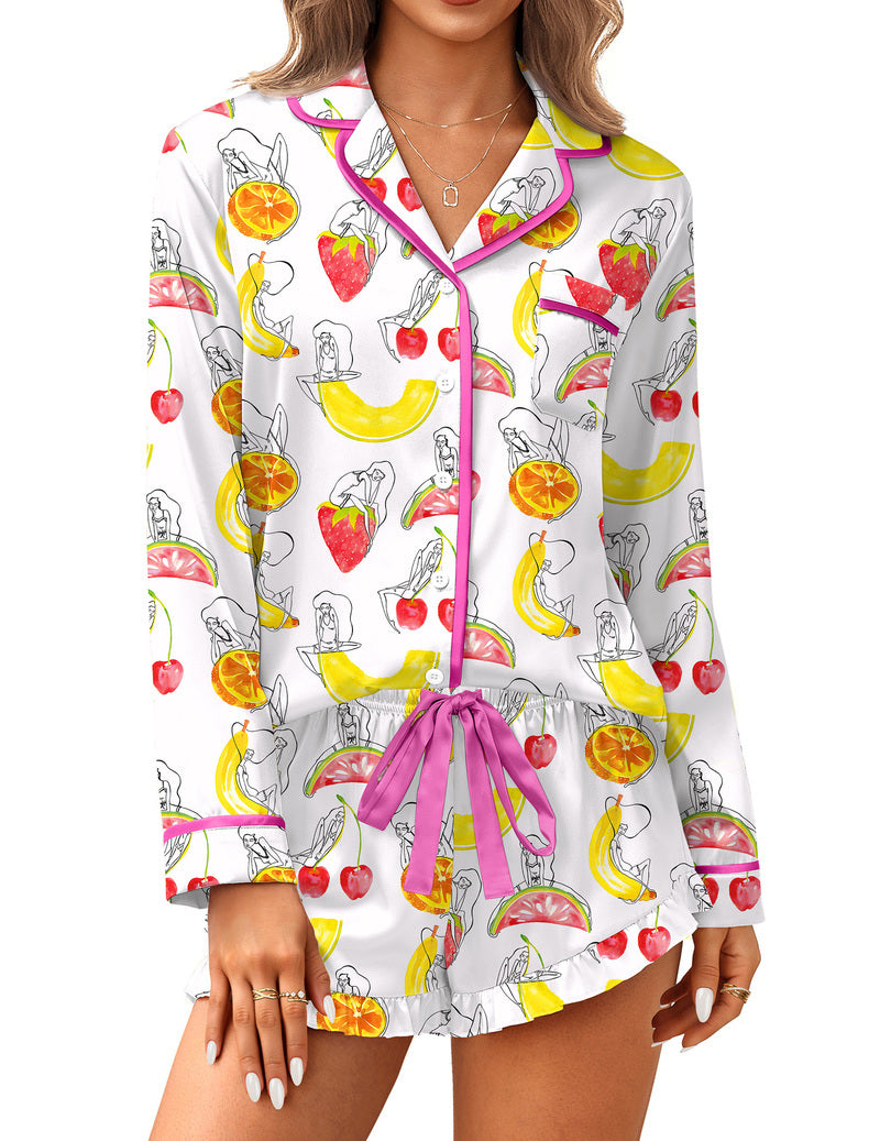 Ekouaer Satin 2-Piece Silky Long Sleeve Pajamas Set