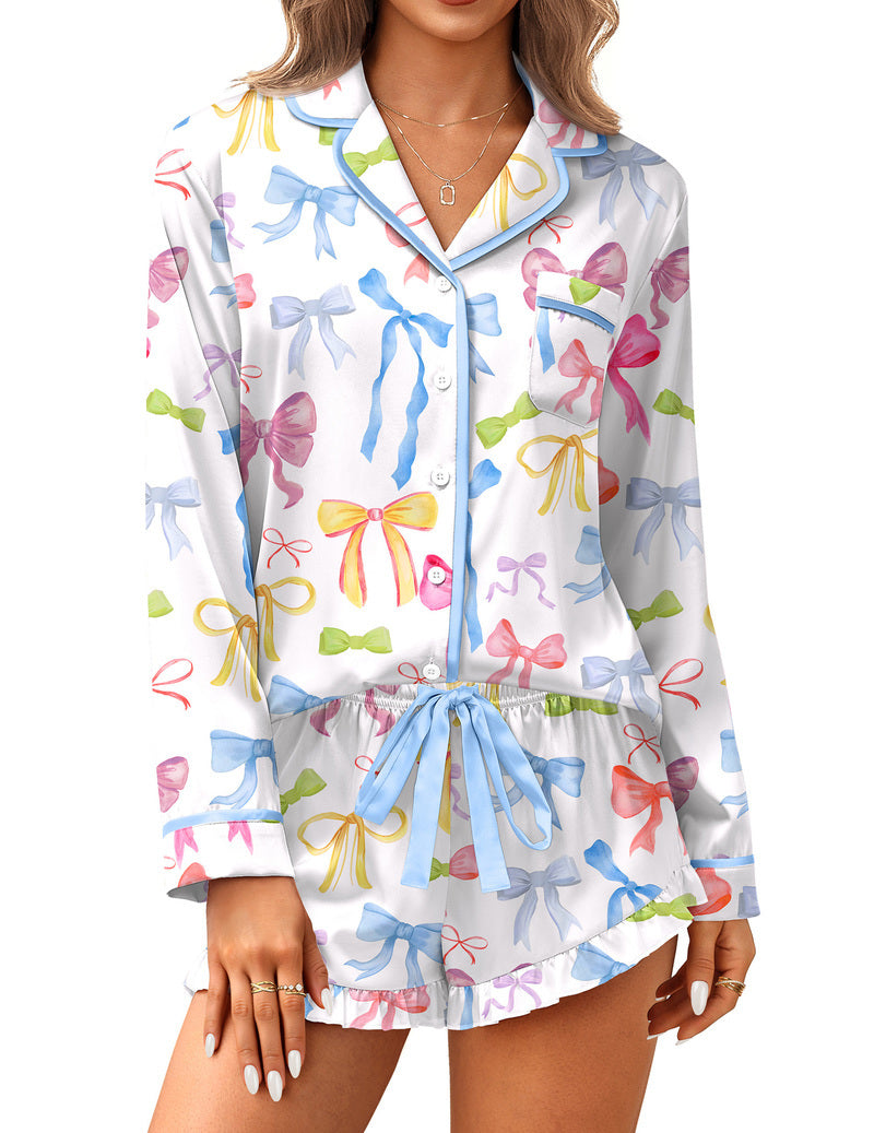 Ekouaer Satin 2-Piece Silky Long Sleeve Pajamas Set