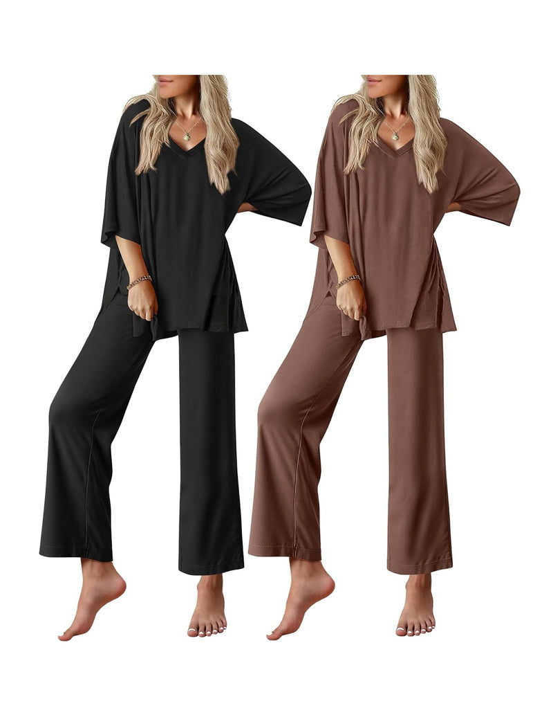 Ekouaer 2-Pack Short Sleeve Pajamas Sets
