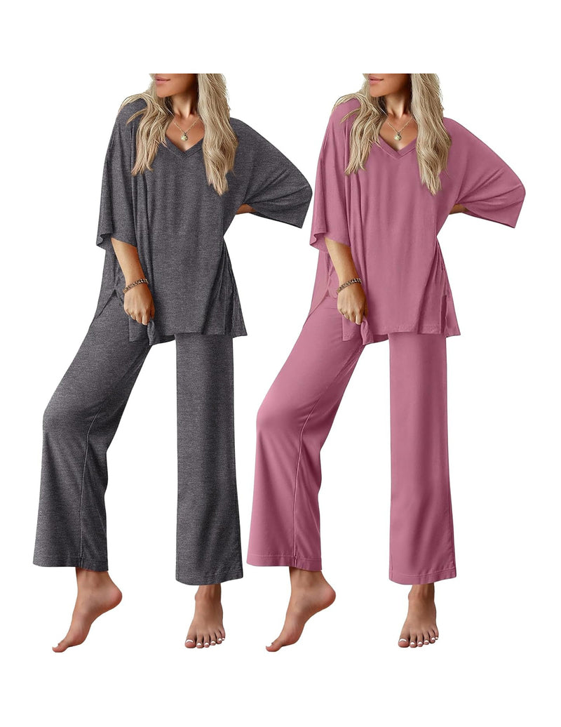 Ekouaer 2-Pack Short Sleeve Pajamas Sets
