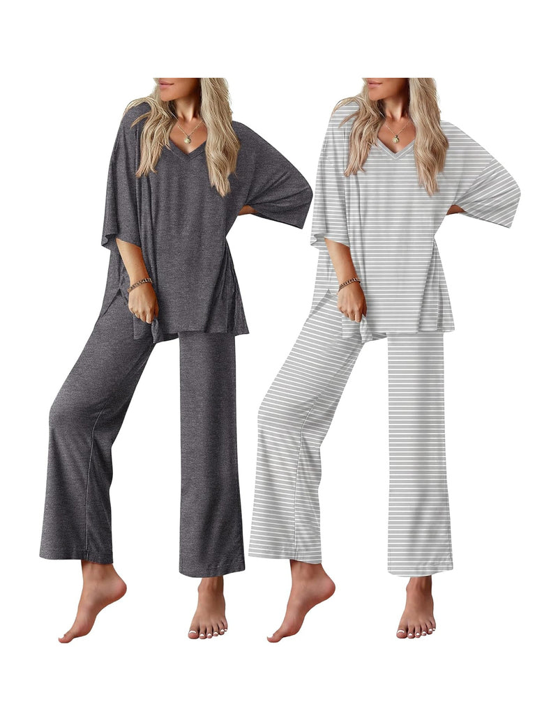 Ekouaer 2-Pack Short Sleeve Pajamas Sets