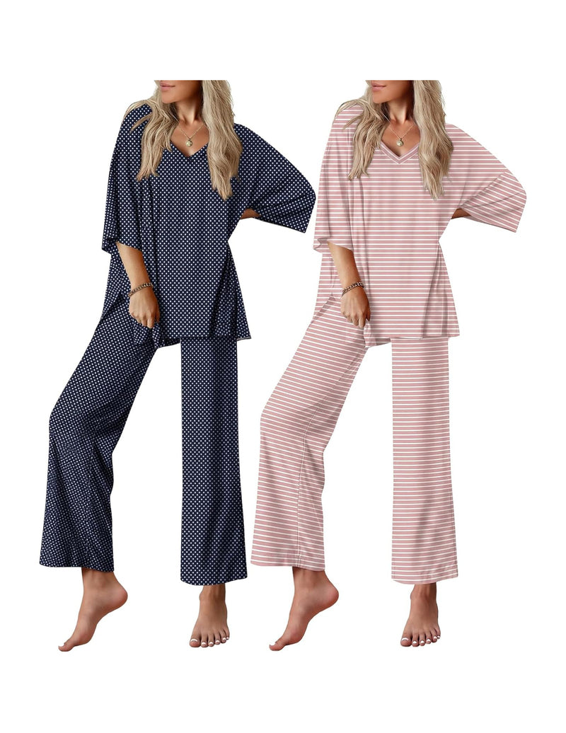 Ekouaer 2-Pack Short Sleeve Pajamas Sets