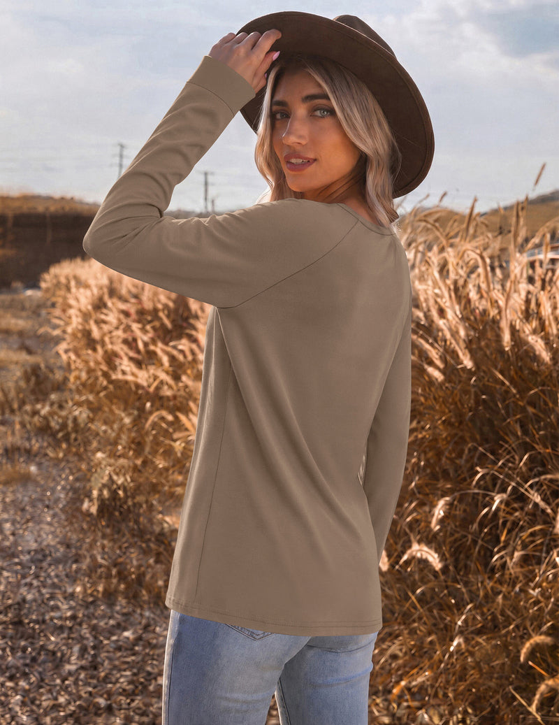 Ekouaer Color Block Raglan Long Sleeve Crew Neck Top