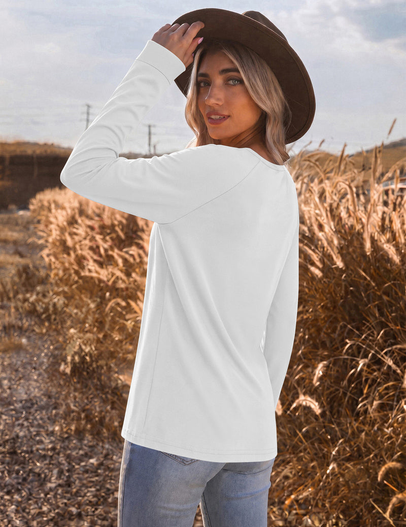 Ekouaer Color Block Raglan Long Sleeve Crew Neck Top