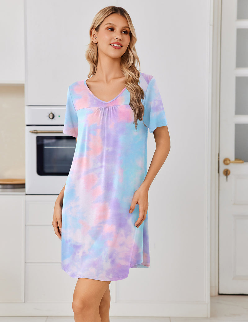 Ekouaer Bamboo Viscose Short Sleeve Night Gowns