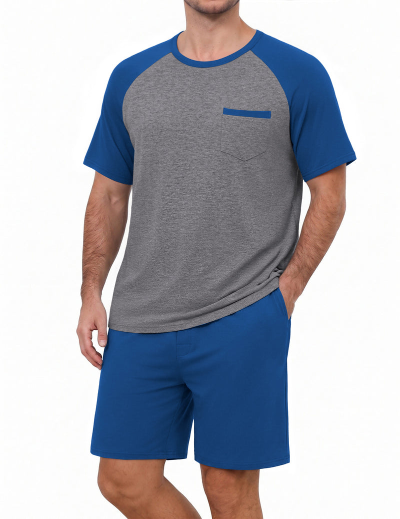 Ekouaer Mens Lightweight Bamboo Viscose Short Sleeve Pajamas Set