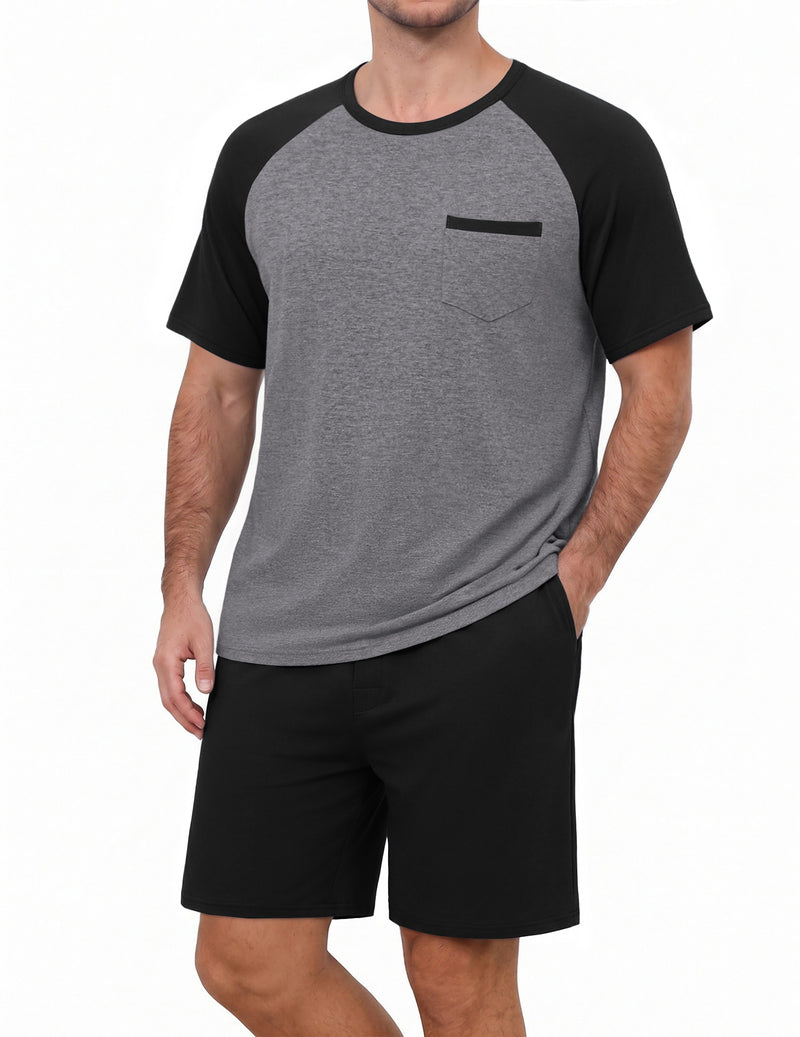 Ekouaer Mens Lightweight Bamboo Viscose Short Sleeve Pajamas Set