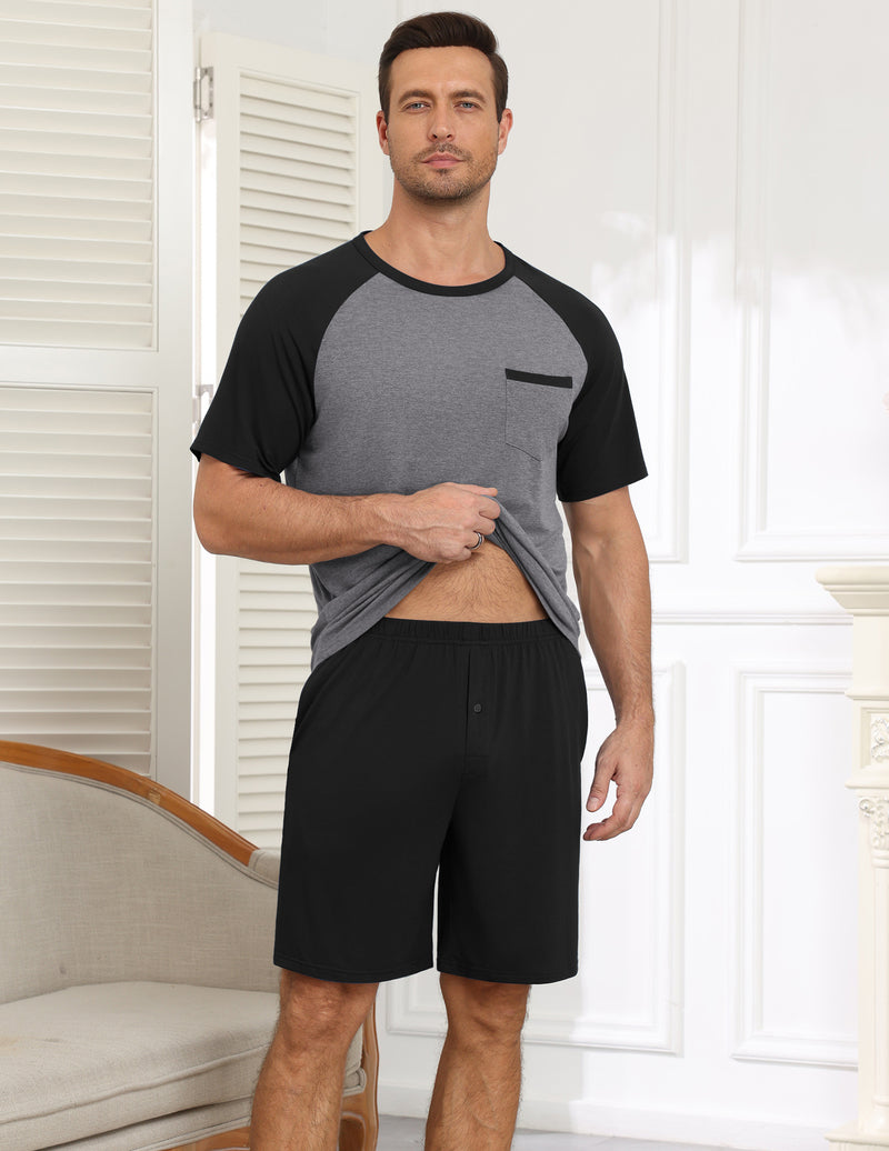 Ekouaer Mens Lightweight Bamboo Viscose Short Sleeve Pajamas Set