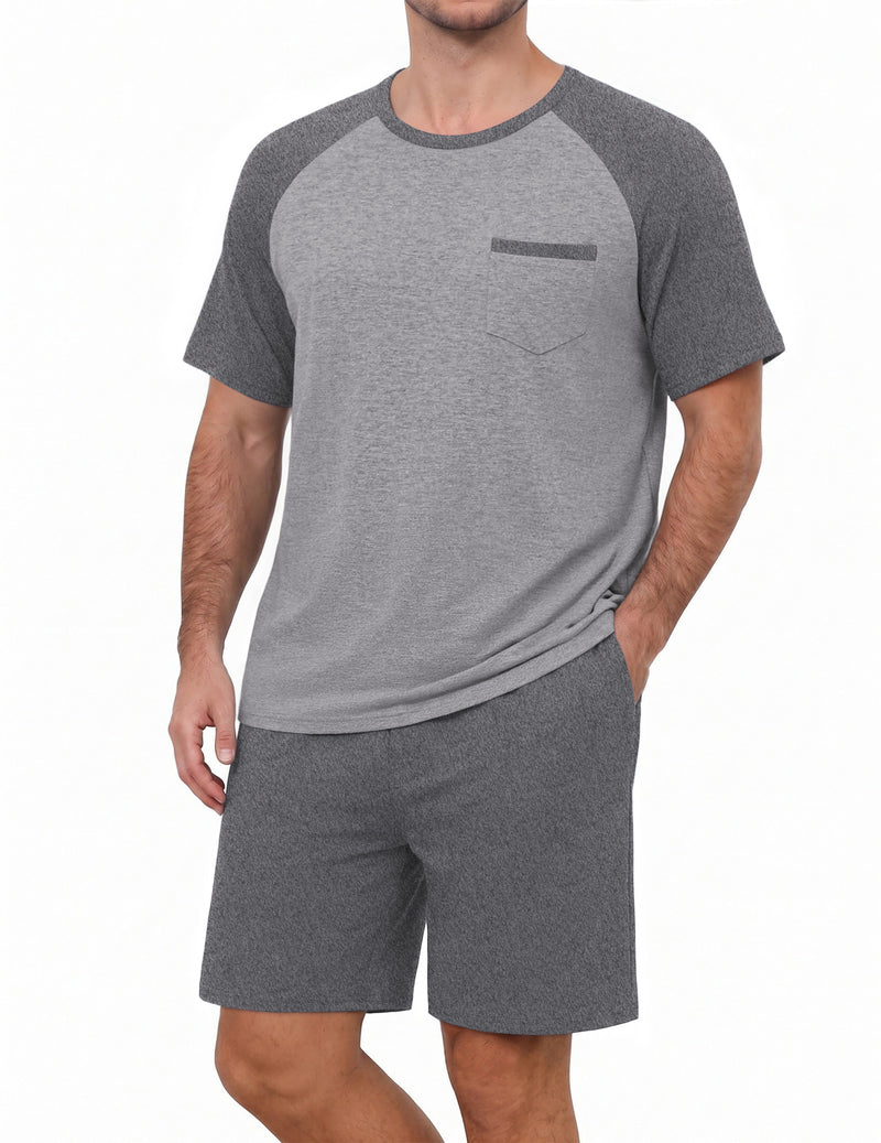 Ekouaer Mens Lightweight Bamboo Viscose Short Sleeve Pajamas Set