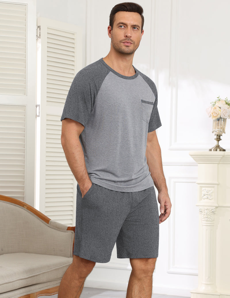Ekouaer Mens Lightweight Bamboo Viscose Short Sleeve Pajamas Set