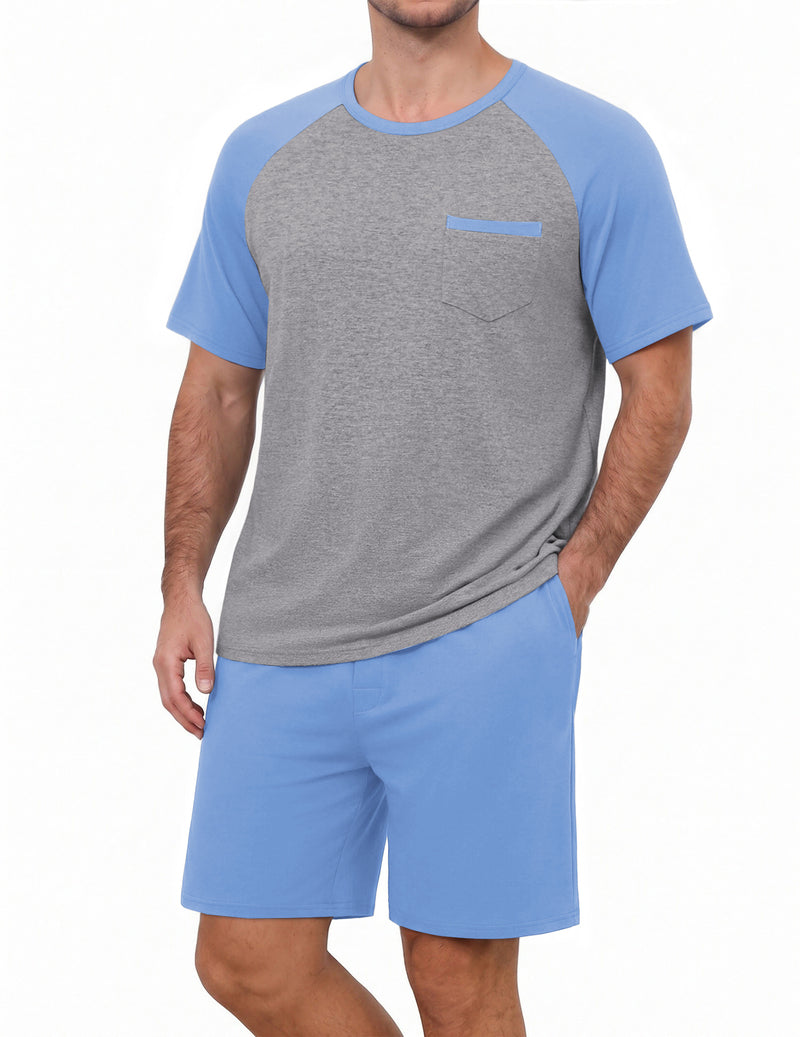 Ekouaer Mens Lightweight Bamboo Viscose Short Sleeve Pajamas Set