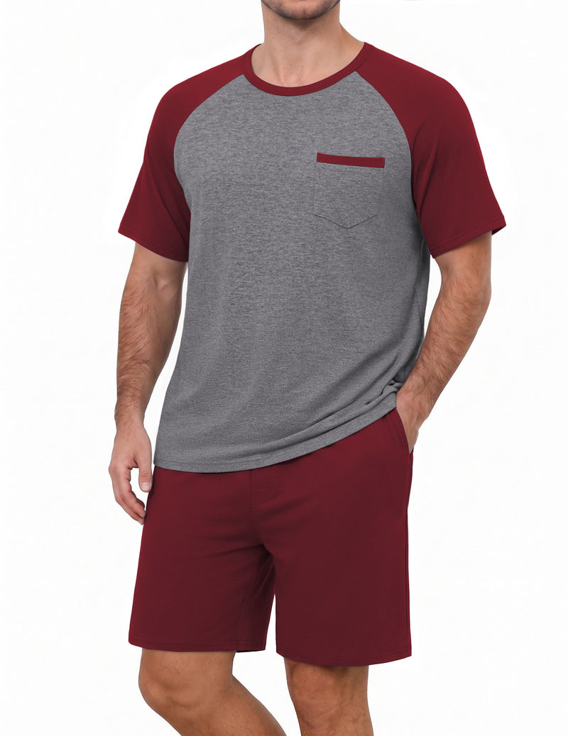 Ekouaer Mens Lightweight Bamboo Viscose Short Sleeve Pajamas Set