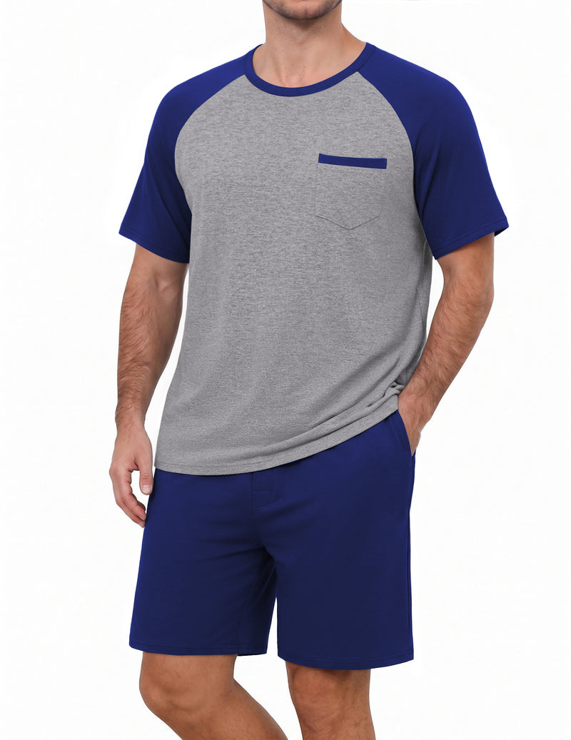 Ekouaer Mens Lightweight Bamboo Viscose Short Sleeve Pajamas Set