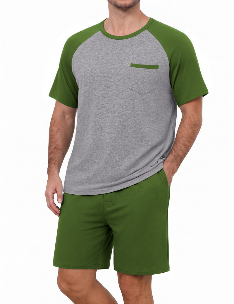 Ekouaer Mens Lightweight Bamboo Viscose Short Sleeve Pajamas Set