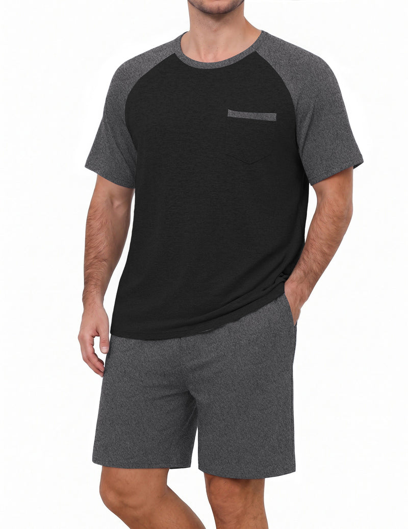 Ekouaer Mens Lightweight Bamboo Viscose Short Sleeve Pajamas Set