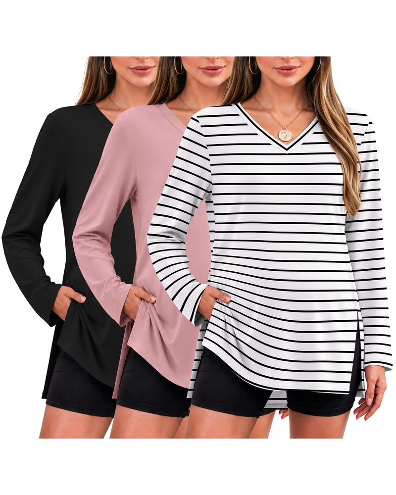 3-Pack Split-Side V-Neck Long Sleeve Maternity Shirt