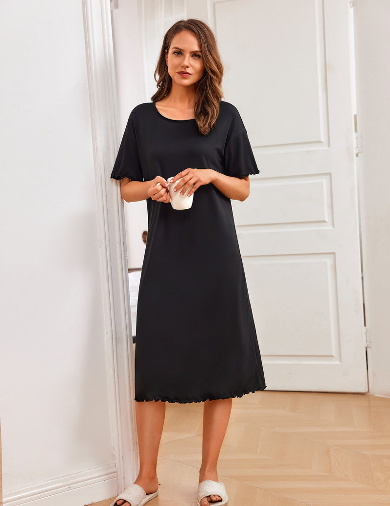 Ekouaer 3-Pack Short Sleeve Ruffle-Hem Nightgowns