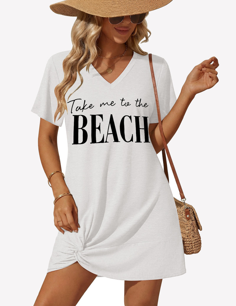 Short Sleeve Swimsuit Cover Ups Twisted Dress