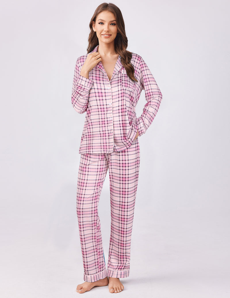 Plaid Pajamas Set 2 Piece Pjs Soft Top and Pants