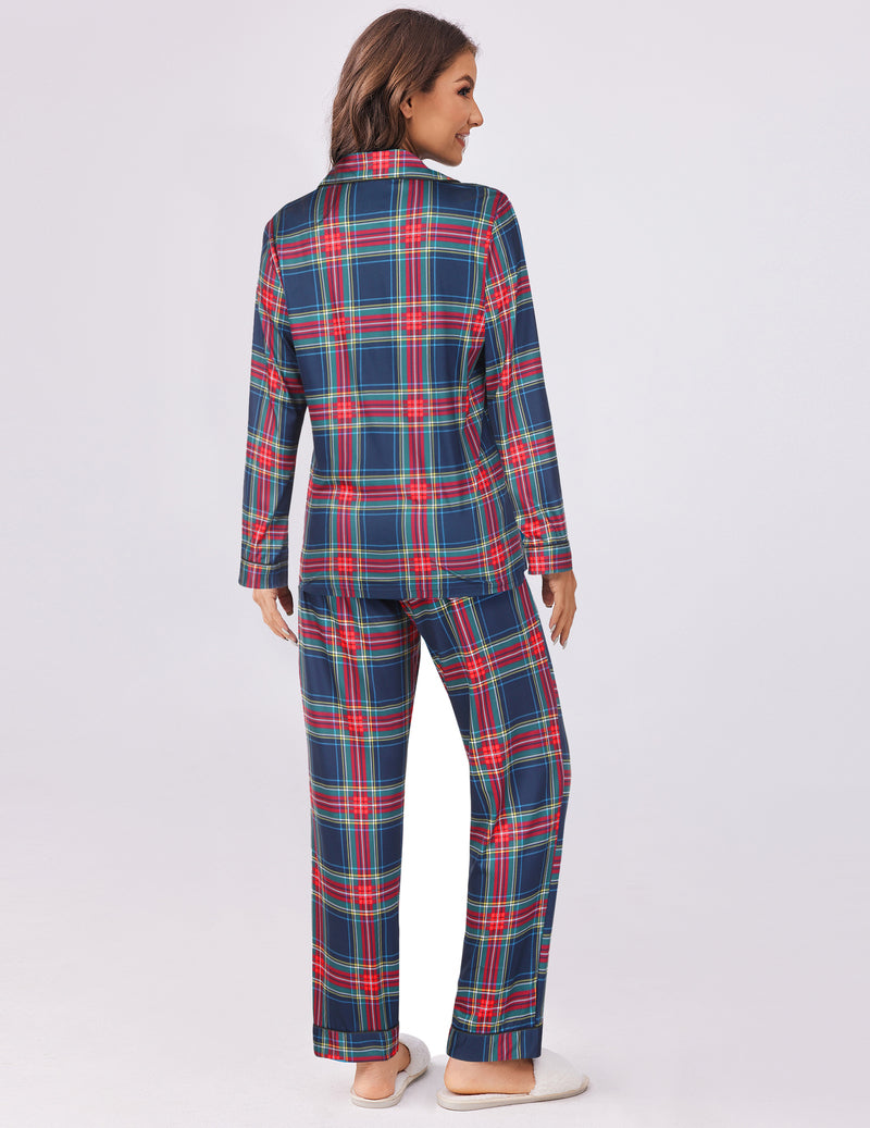 Plaid Pajamas Set 2 Piece Pjs Soft Top and Pants