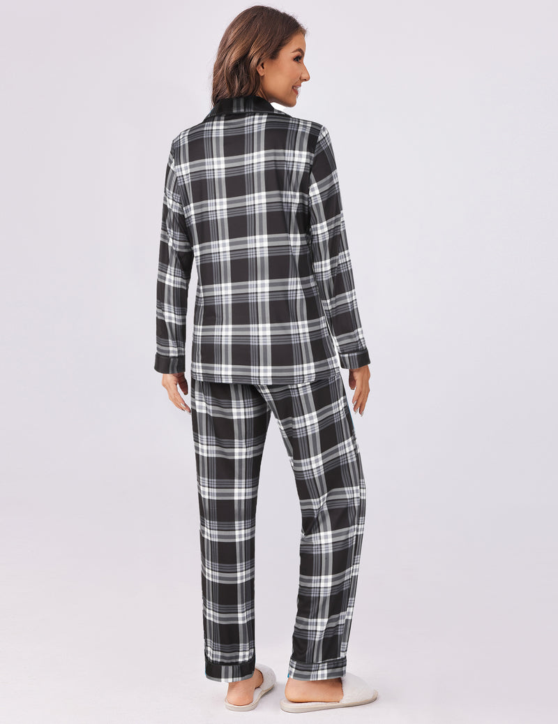 Plaid Pajamas Set 2 Piece Pjs Soft Top and Pants
