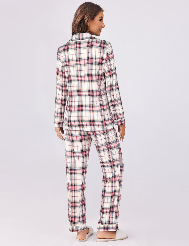 Plaid Pajamas Set 2 Piece Pjs Soft Top and Pants