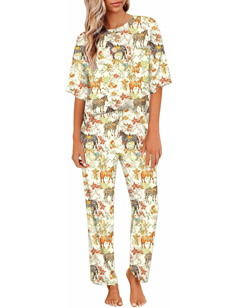 Silky Satin Short Sleeve Top & Wide Leg Pants 2-Piece Lounge Set