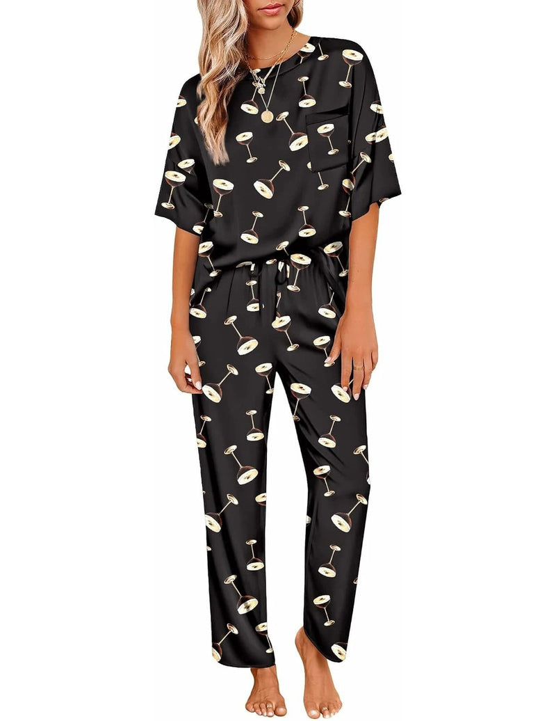 Silky Satin Short Sleeve Top & Wide Leg Pants 2-Piece Lounge Set